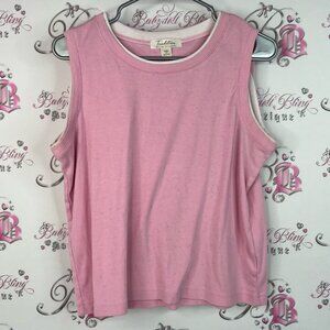Tradition country collection tank top  pink white detail Sleeveless Tee tank